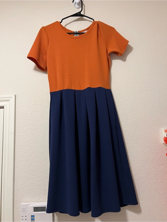 LuLaRoe Dresses & Skirts - LuLaRoe Orange and Navy Two-Tone Midi Dress